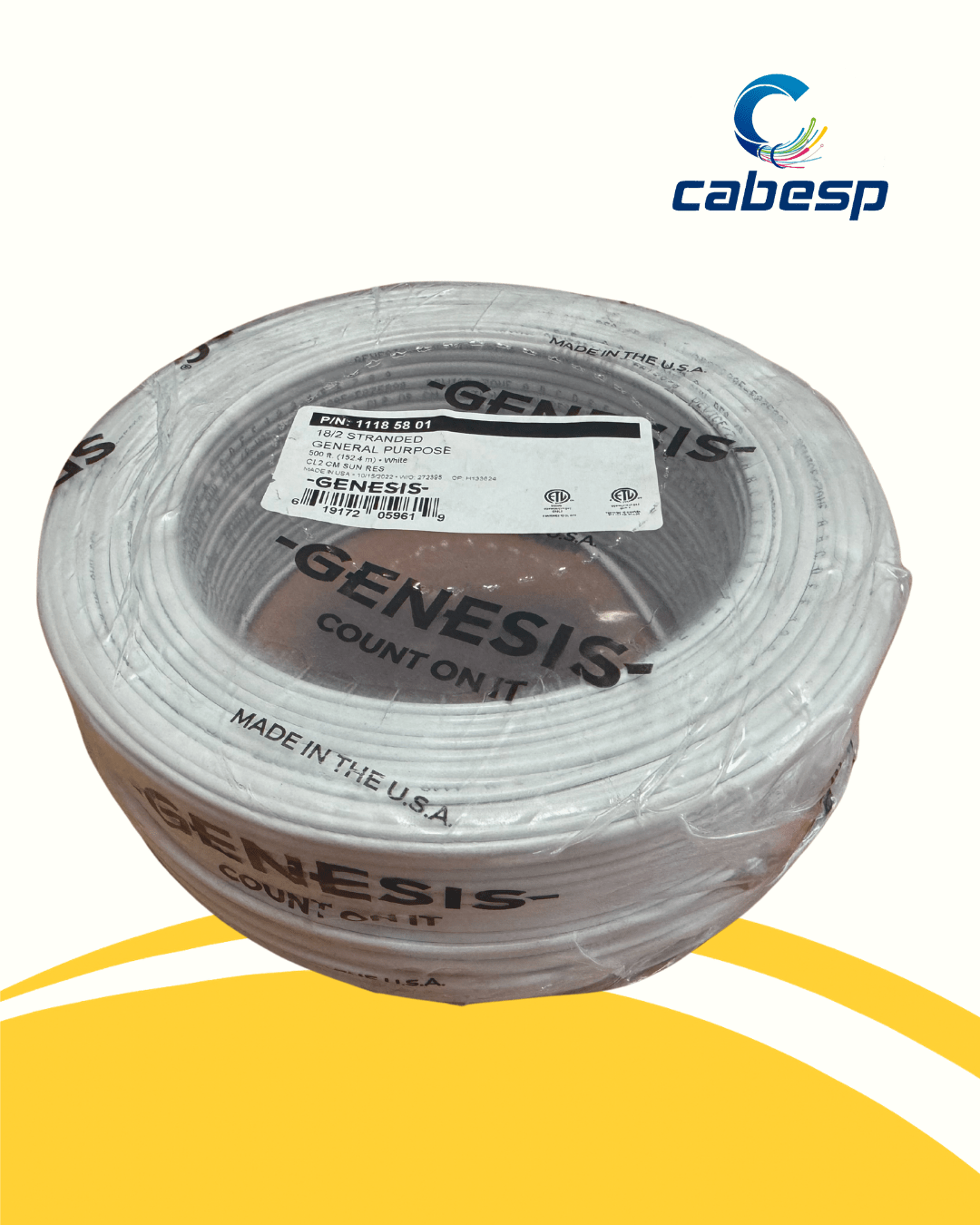 Cable 18/2 Blanco Trenzado